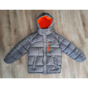 Boy's Winter Puffer Coat Size Small (8) Gray Orange Fleece Lining CB Sports